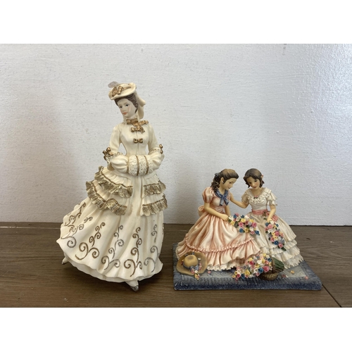 429 - Eight The Leonardo Collection ceramic figurines to include Farmhouse Maid by Christine Haworth etc.