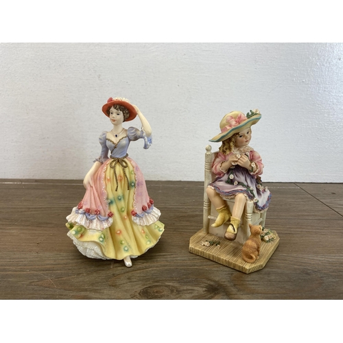 429 - Eight The Leonardo Collection ceramic figurines to include Farmhouse Maid by Christine Haworth etc.