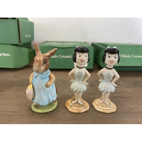 434 - Ten boxed and unboxed Beswick figurines to include Beatrix Potter, Betty Rubble, Jazz TomCat etc.