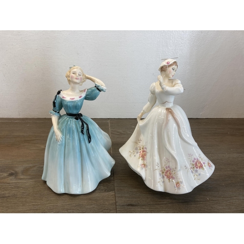 440 - Five Royal Doulton figurines to include Sandra HN2401, Southern Belle HN2229 etc.