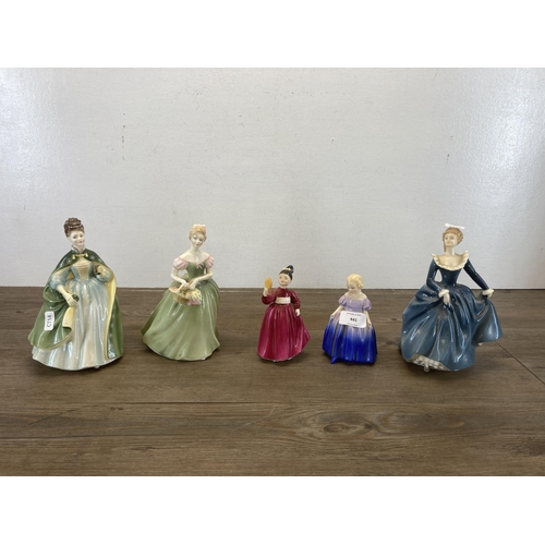 441 - Five Royal Doulton figurines to include Premiere HN2343, Fragrance HN2334 etc.