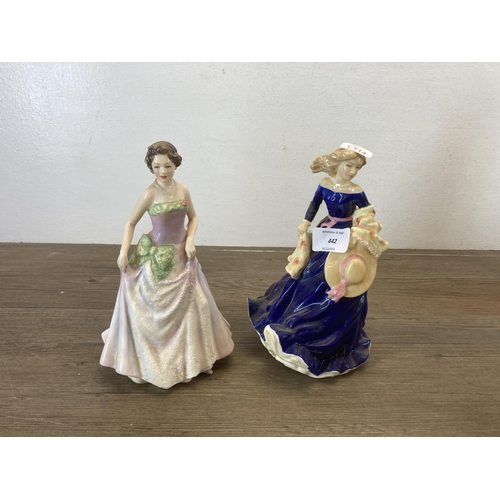 442 - Five ceramic figurines, four Royal Doulton and one Coalport