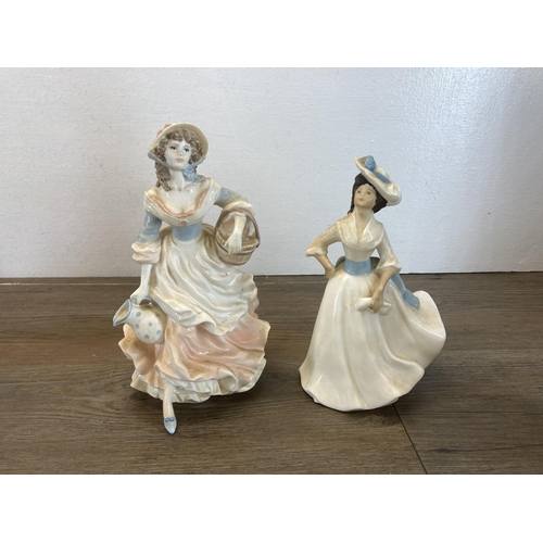 442 - Five ceramic figurines, four Royal Doulton and one Coalport