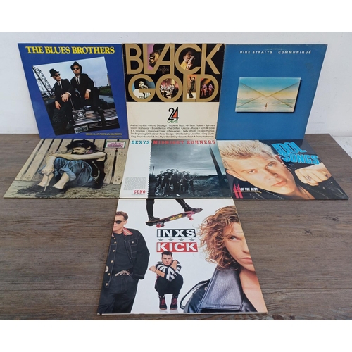 795 - Seven LP vinyl records to include INXS, two Dexys Midnight Runners, Billy Idol, 'The Blues Brothers'... 