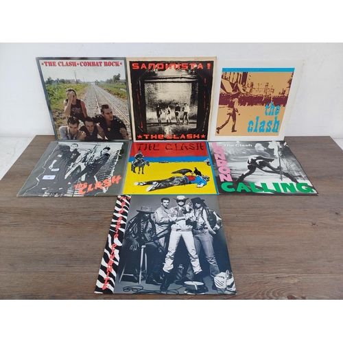 796 - Seven The Clash and related LP vinyl records, 'Combat Rock', 'Sandanista!' (3LP with insert), 'The C... 