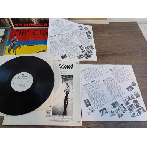 796 - Seven The Clash and related LP vinyl records, 'Combat Rock', 'Sandanista!' (3LP with insert), 'The C... 