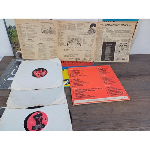 796 - Seven The Clash and related LP vinyl records, 'Combat Rock', 'Sandanista!' (3LP with insert), 'The C... 