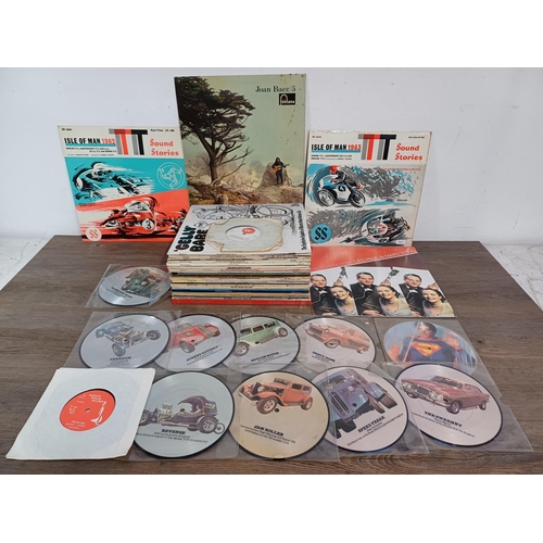 806 - A collection of vinyl records to include Isle of Man TT, Joan Baez, Psyche, Manfred Mann & Mike Hug,... 