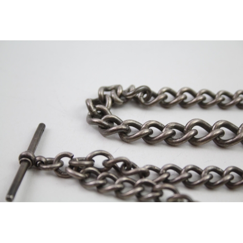 2107 - A hallmarked sterling silver Albert chain with fob - approx. gross weight 70g