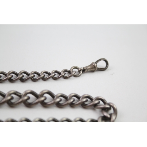 2107 - A hallmarked sterling silver Albert chain with fob - approx. gross weight 70g