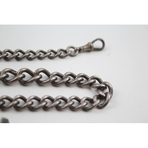 2107 - A hallmarked sterling silver Albert chain with fob - approx. gross weight 70g