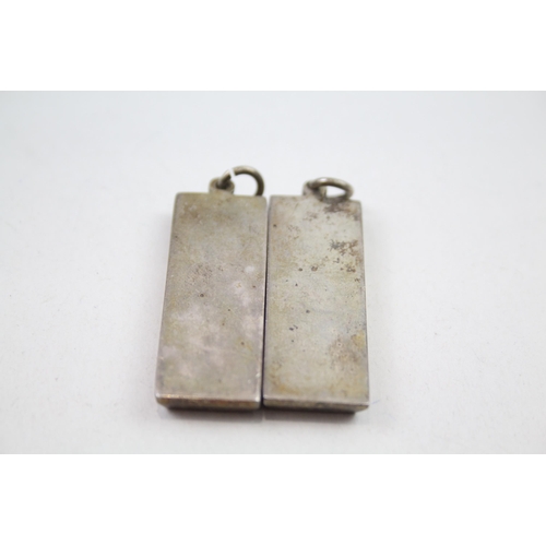 2114 - Two hallmarked silver Jubilee ingots, dated 1977 - approx. gross weight 58g