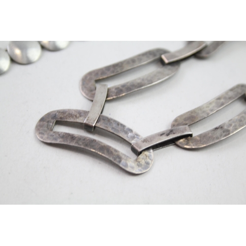 2116 - Two Modernist design silver necklaces - approx. gross weight 78g