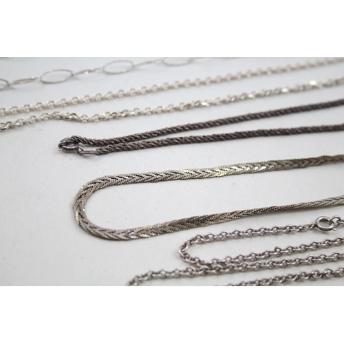 2118 - Eight silver chain necklaces - approx. gross weight 77g