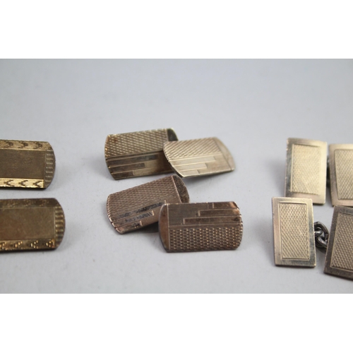 2127 - Four pairs of vintage gold on silver cufflinks - approx. gross weight 33g