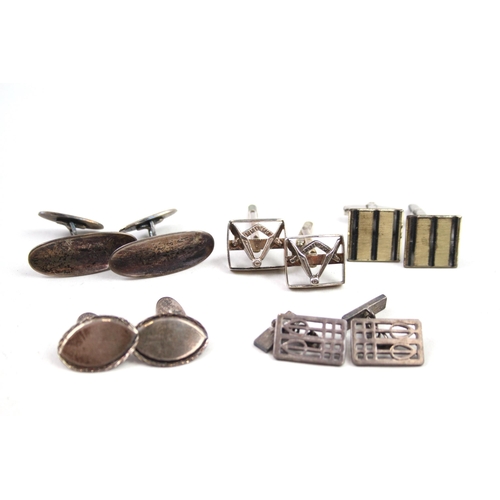 2129 - Five pairs of silver cufflinks - approx. gross weight 39g