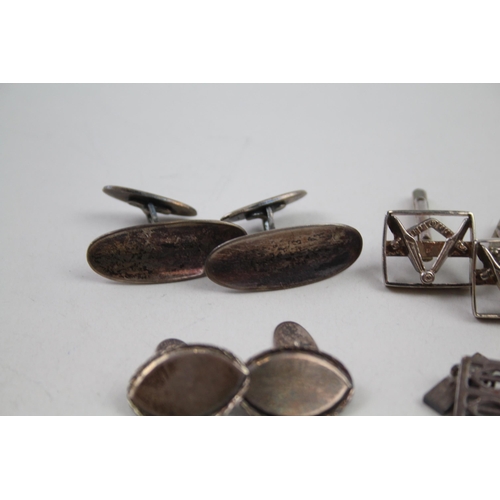 2129 - Five pairs of silver cufflinks - approx. gross weight 39g