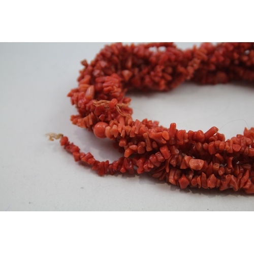 2135 - An antique coral necklace with ornate clasp - approx. gross weight 108g