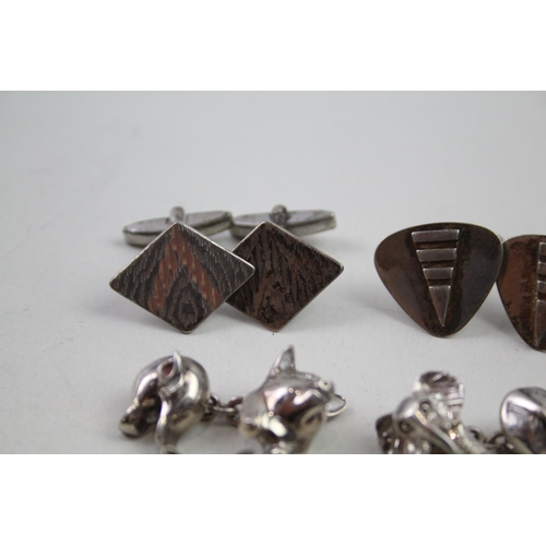 2145 - Seven pairs of silver cufflinks - approx. gross weight 71g