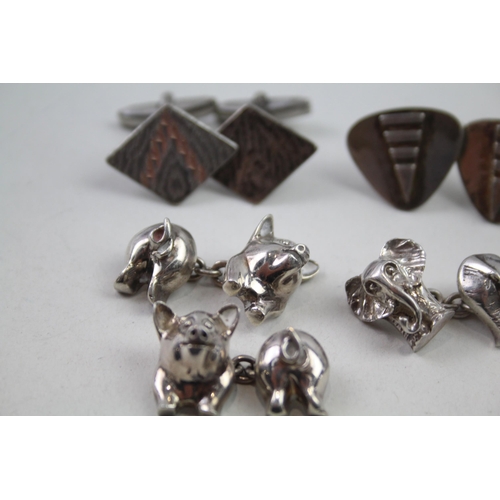 2145 - Seven pairs of silver cufflinks - approx. gross weight 71g