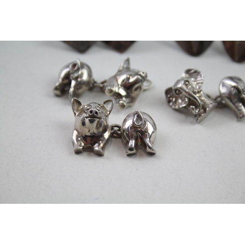 2145 - Seven pairs of silver cufflinks - approx. gross weight 71g