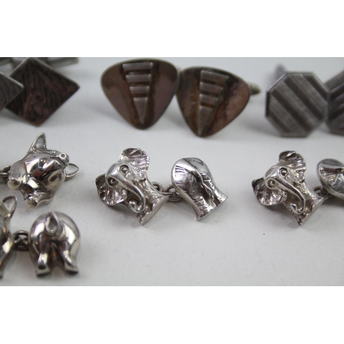 2145 - Seven pairs of silver cufflinks - approx. gross weight 71g