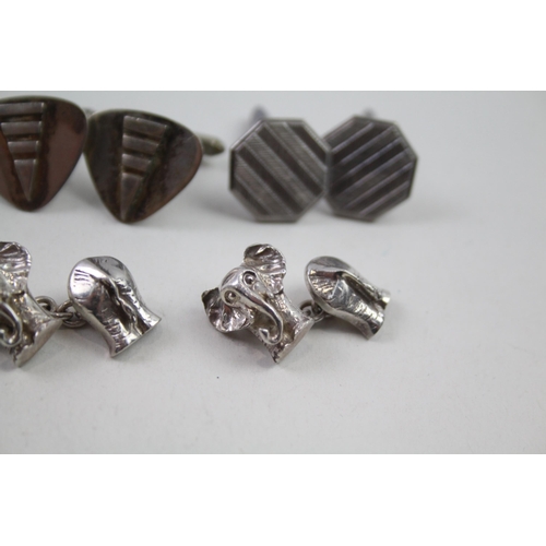 2145 - Seven pairs of silver cufflinks - approx. gross weight 71g