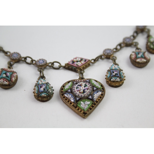 2149 - An Italian micro mosaic necklace - approx. gross weight 25g