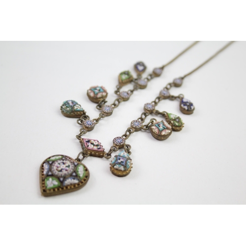 2149 - An Italian micro mosaic necklace - approx. gross weight 25g