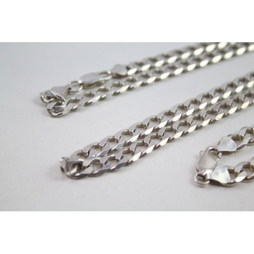 2153 - Two .925 silver curb link necklaces - approx. gross weight 111g