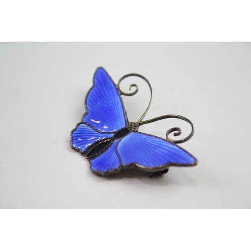 2163 - A David Andersen of Norway silver and enamel butterfly brooch  - approx. gross weight 7g