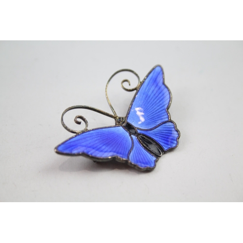 2163 - A David Andersen of Norway silver and enamel butterfly brooch  - approx. gross weight 7g