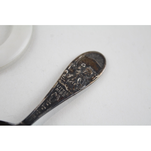 2204 - Two W H Collins & Co. hallmarked Glasgow .925 sterling silver baby items, one rattle and one spoon -... 