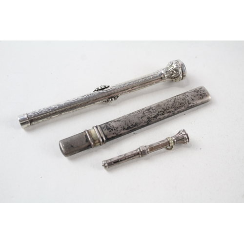 2214 - Three silver writing instruments, one .830, one .850 and one .925 - approx. gross weight 24g