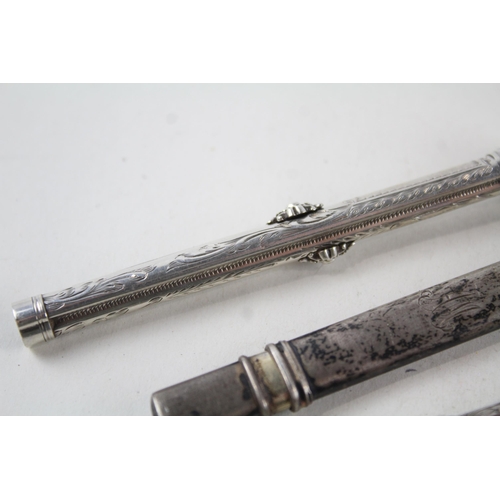 2214 - Three silver writing instruments, one .830, one .850 and one .925 - approx. gross weight 24g