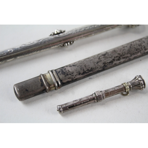 2214 - Three silver writing instruments, one .830, one .850 and one .925 - approx. gross weight 24g