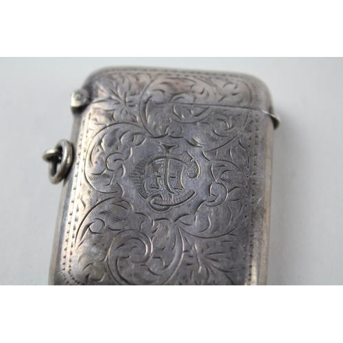 2216 - A hallmarked Birmingham sterling silver vesta case, dated 1924 - approx. gross weight 28g