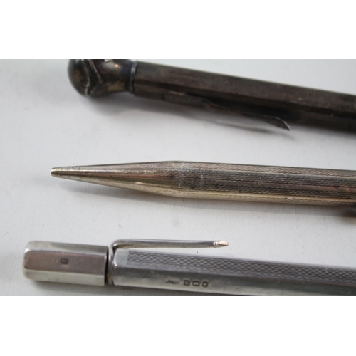 2221 - Three .850 and .925 sterling silver propelling pencils - approx. gross weight 61g