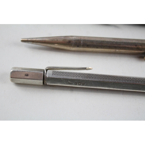 2221 - Three .850 and .925 sterling silver propelling pencils - approx. gross weight 61g