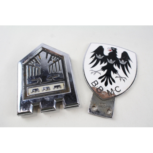 2339 - Two vintage German enamel and chrome plated car grille badges