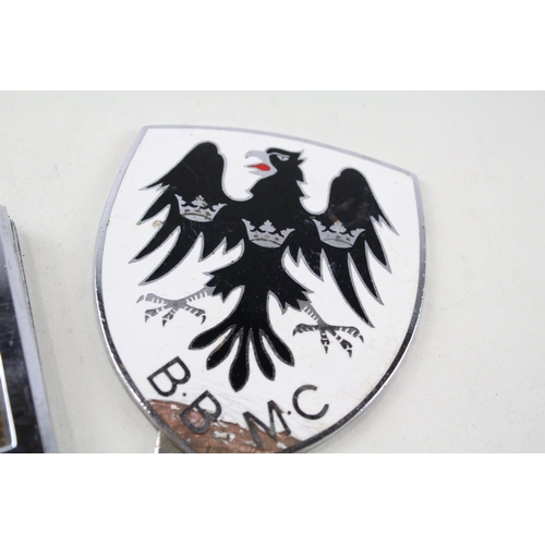 2339 - Two vintage German enamel and chrome plated car grille badges