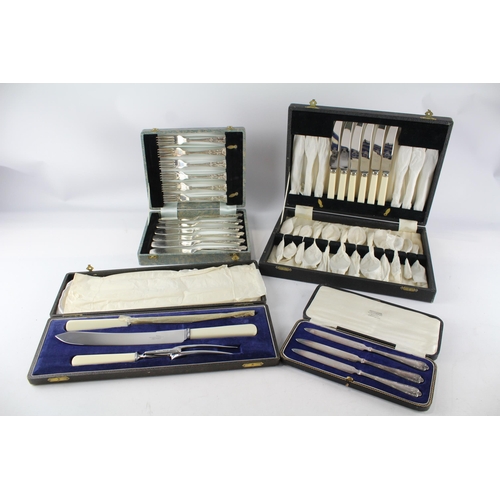 455 - Four cased cutlery sets