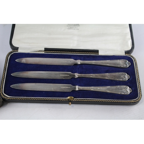 455 - Four cased cutlery sets