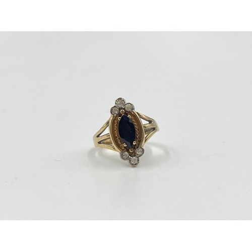 2006 - A hallmarked 9ct gold sapphire and CZ dress ring, size J½ - approx. gross weight 2.6g