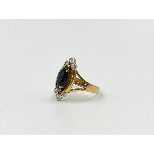 2006 - A hallmarked 9ct gold sapphire and CZ dress ring, size J½ - approx. gross weight 2.6g