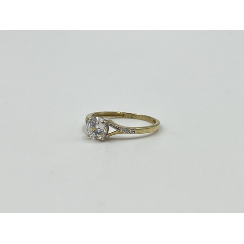 2011 - A 9ct gold CZ solitaire ring, size N½ - approx. gross weight 1.4g