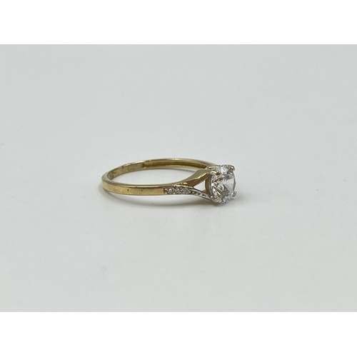 2011 - A 9ct gold CZ solitaire ring, size N½ - approx. gross weight 1.4g