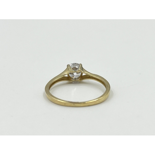 2011 - A 9ct gold CZ solitaire ring, size N½ - approx. gross weight 1.4g