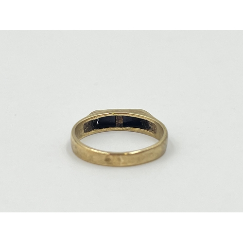 2018 - A hallmarked Birmingham 9ct gold black onyx solitaire ring, size I½ - approx. gross weight 1.5g