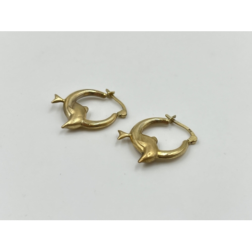 2039 - A pair of 9ct gold dolphin earrings - approx. gross weight 0.9g